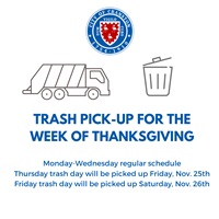 Waste Mangament Schedule Week of Thanksgiving 